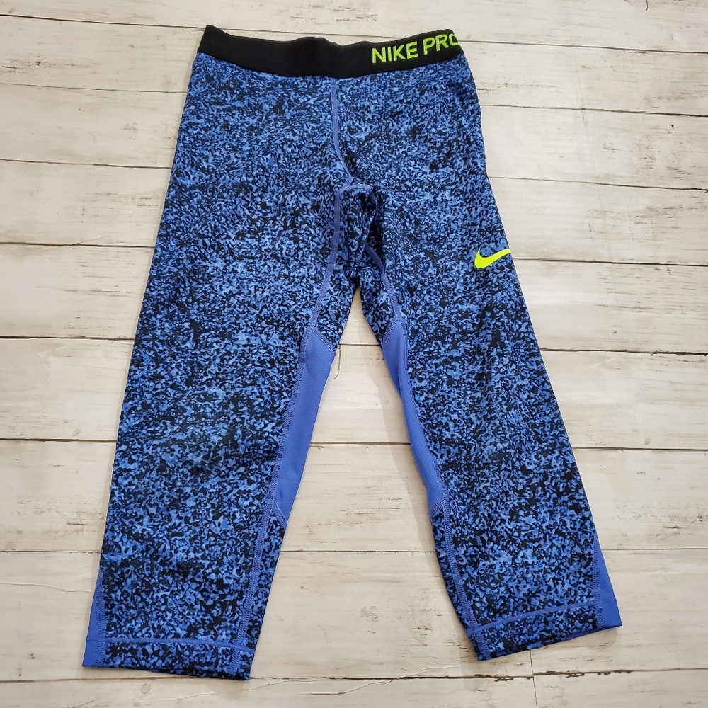 Nike pro cropped‎ capri tights legging black blue